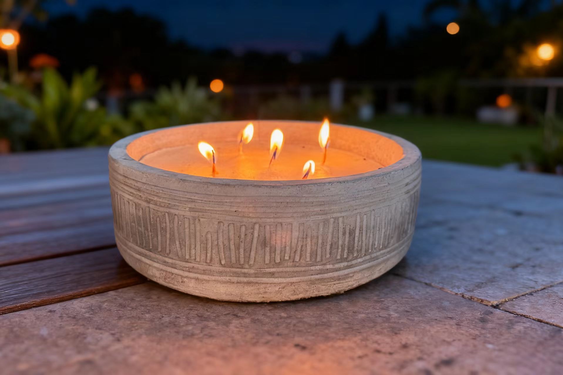Rustic Debossing Concrete Pot Candle